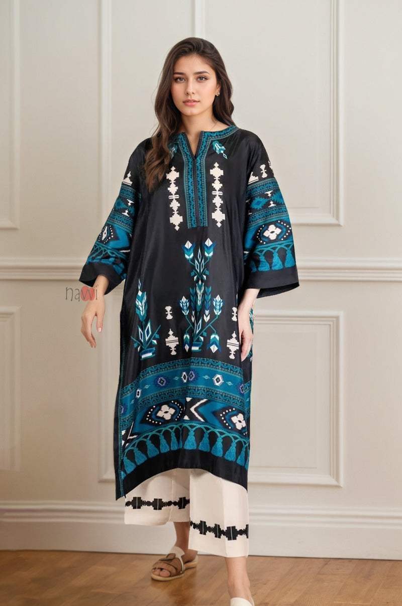Elegant Black & Teal Ethnic Kurta Set for Women