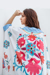 Blue Aura Artistic Flower Printed Loose Shirt
