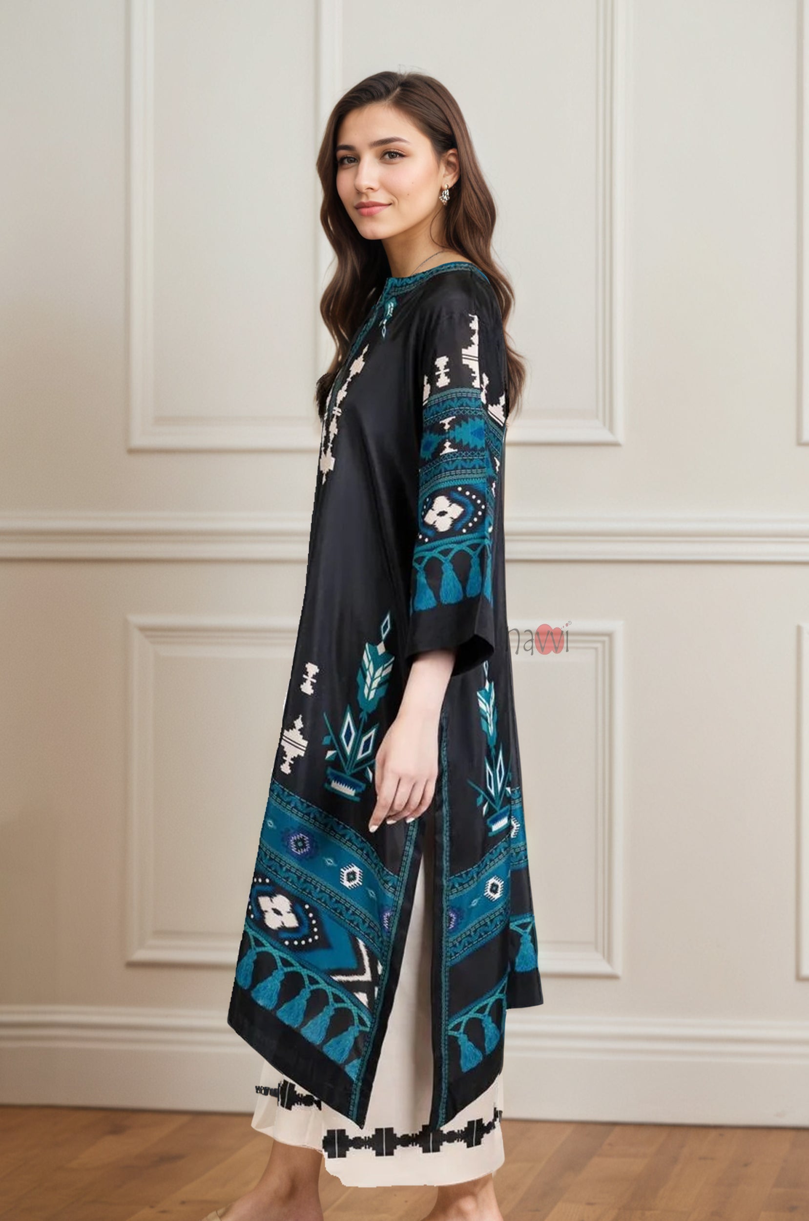 Elegant Black & Teal Ethnic Kurta Set for Women