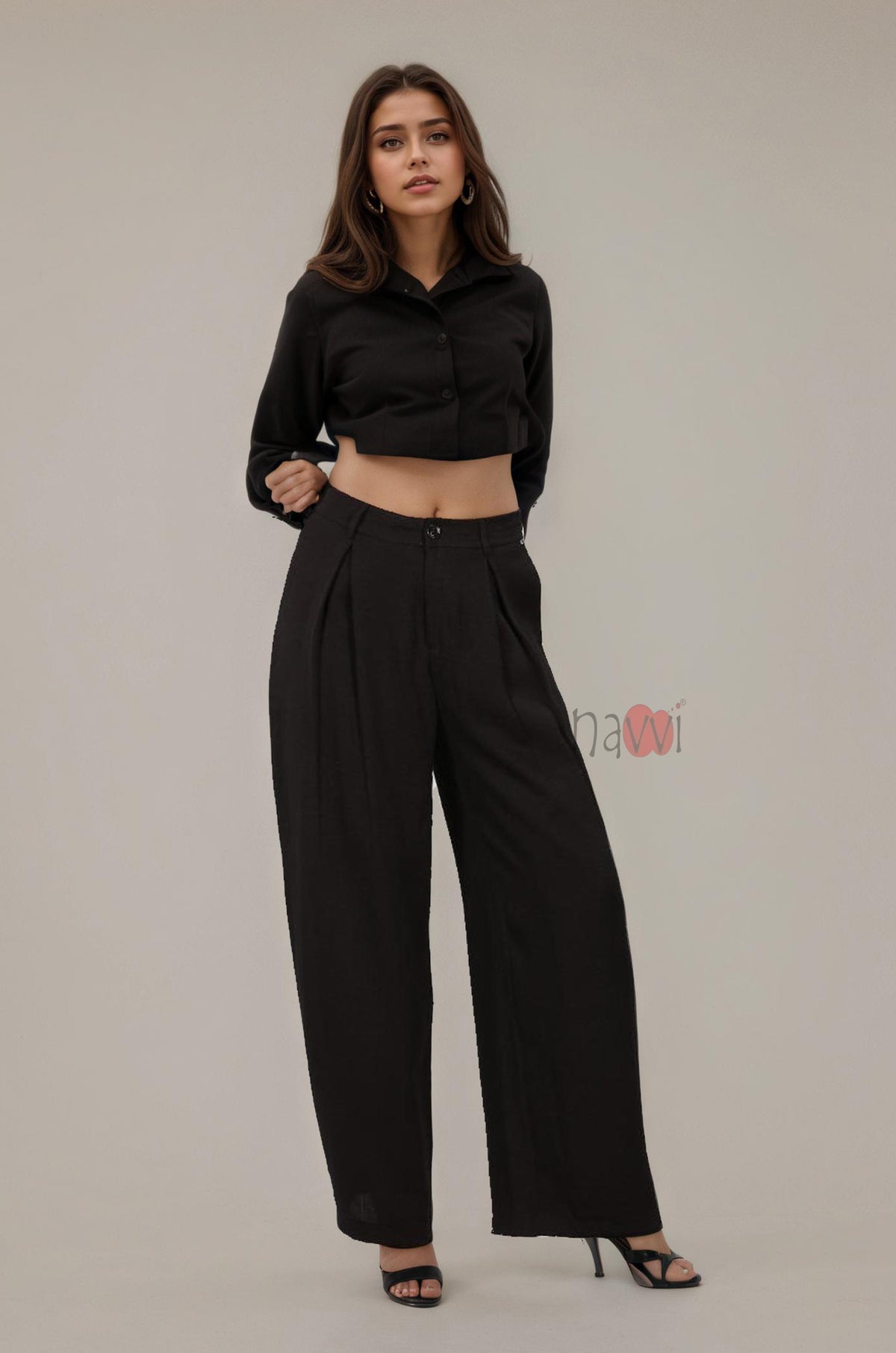 Elegant Pleated Wide Leg Pants - Navvi.in