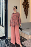 Trendy Ruffle Top & Wide-Leg Pants Co-ord Set