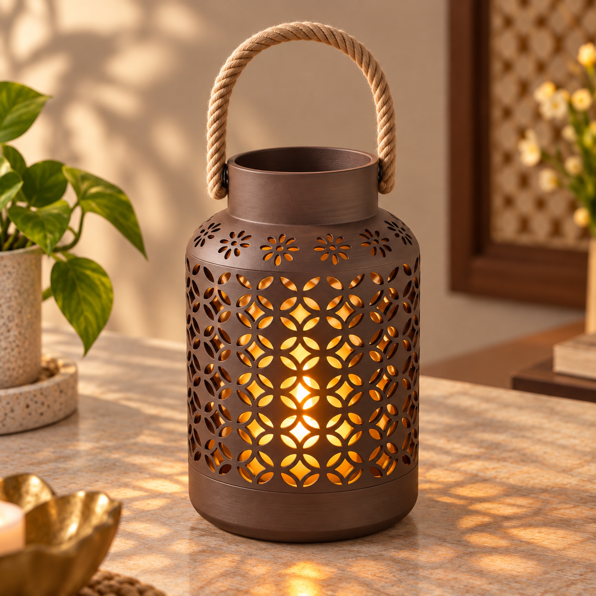 Floral Cutout Lantern Candlelight Decoration