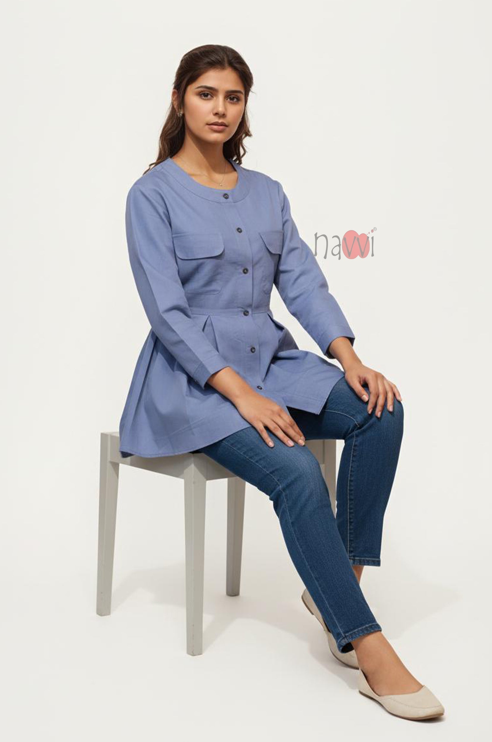 Azure Grace Peplum Shirt