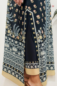 Premium Black Boho Floral Kaftan Dress