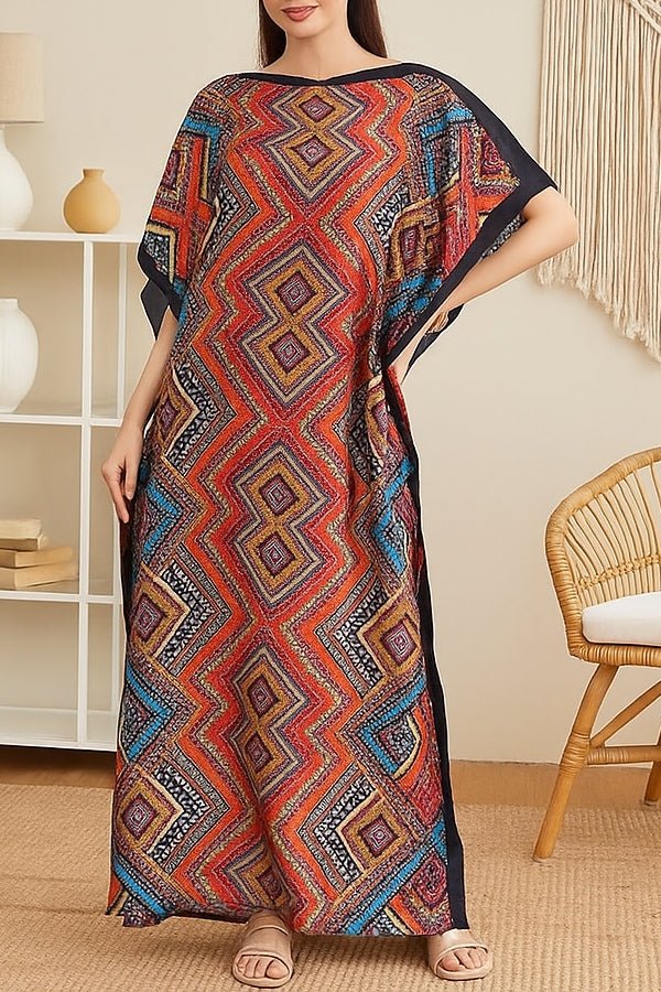 Tribal Mirage Kaftan with Scarf - Navvi.in