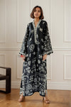 Tribal Noir Boho Kaftan Dress - Navvi.in