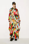 Trippy Eyes Satin Silk Kaftan - Navvi.in
