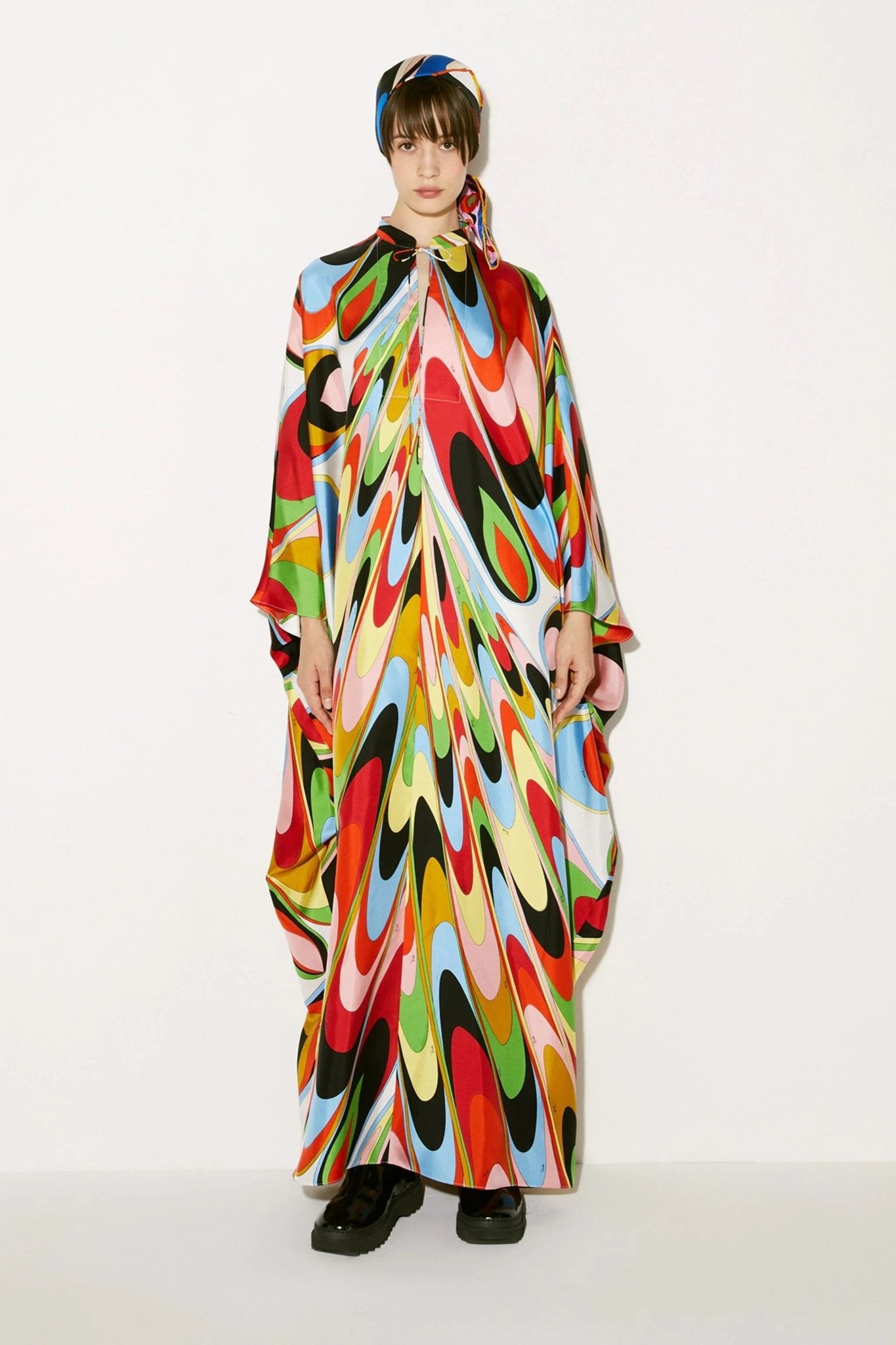 Trippy Eyes Satin Silk Kaftan - Navvi.in