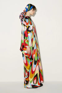Trippy Eyes Satin Silk Kaftan - Navvi.in