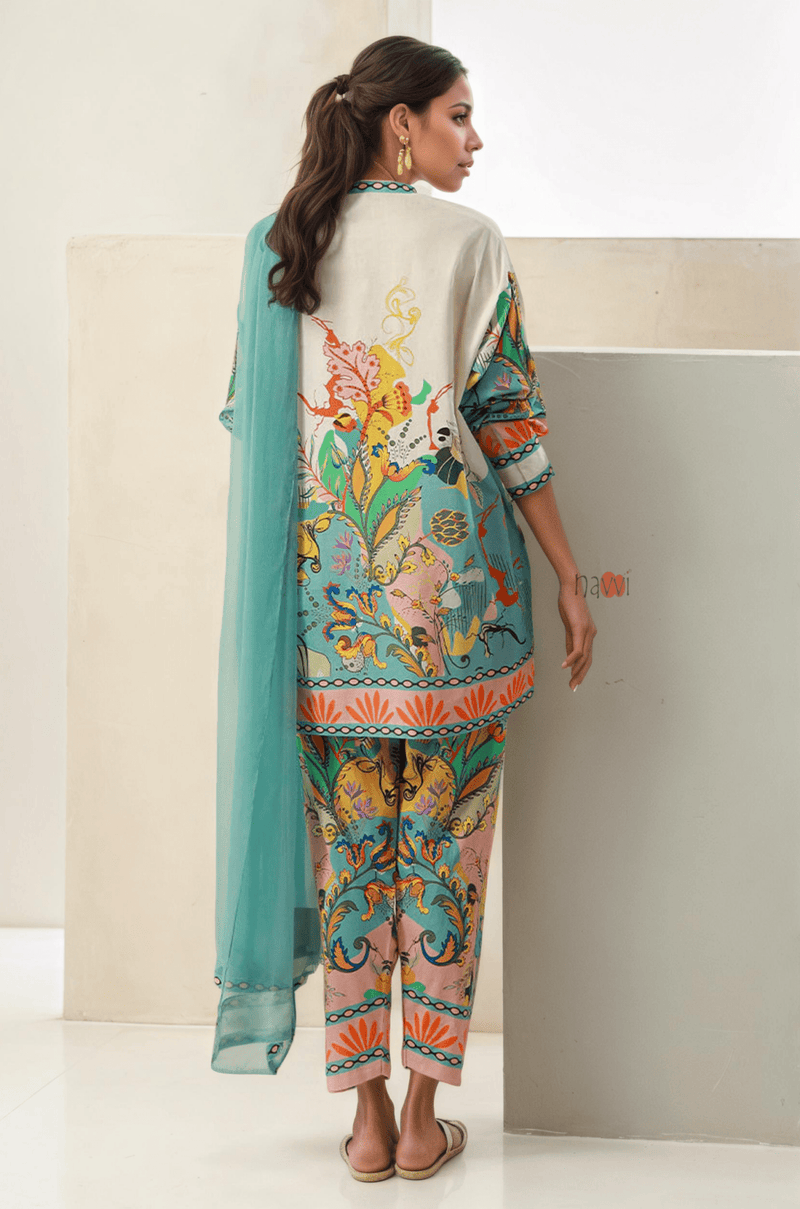 Tropical Muse - Printed Dreamscape Ensemble - Navvi.in