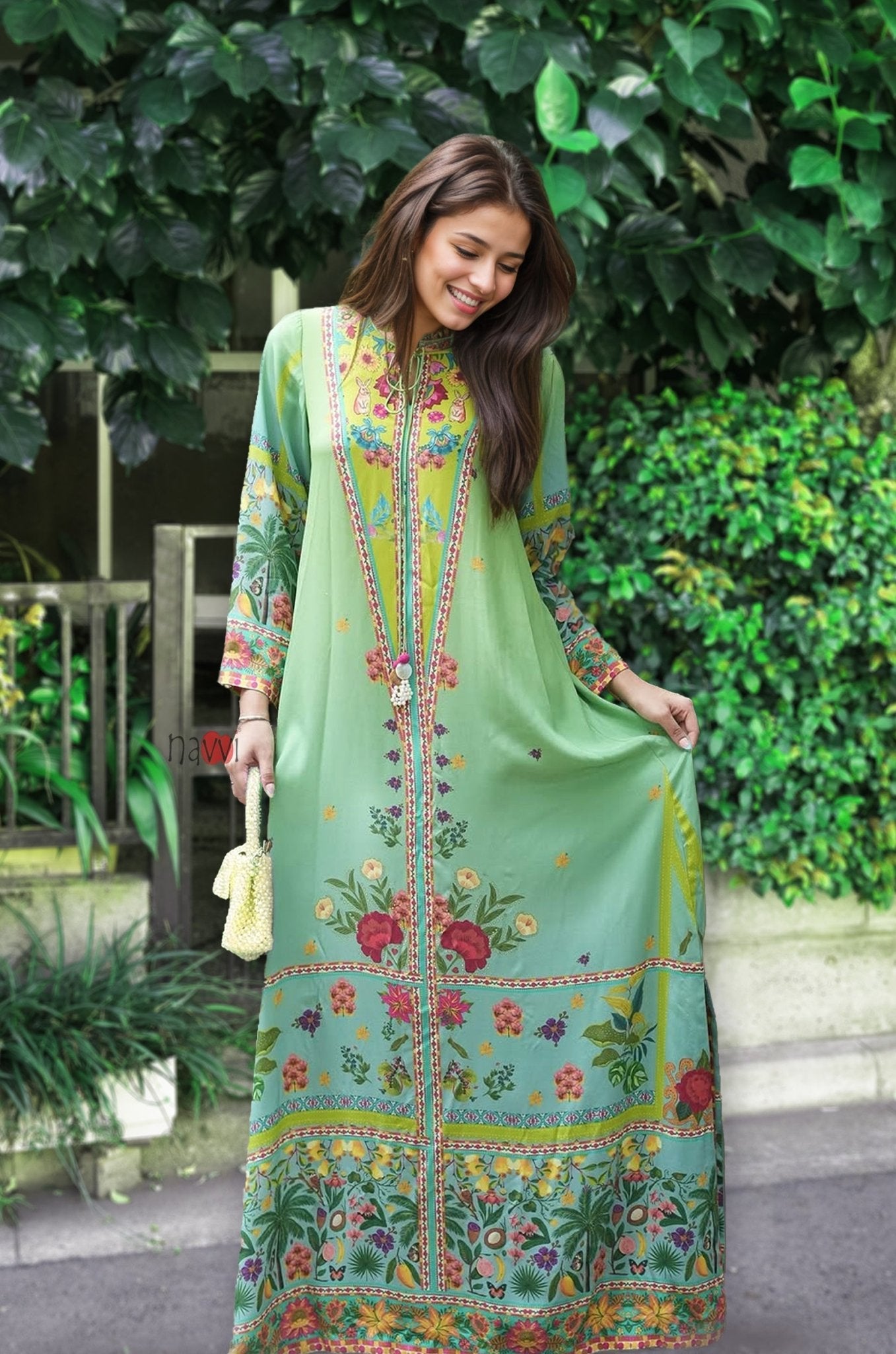 Tropical Vibe Printed Dress - Navvi.in