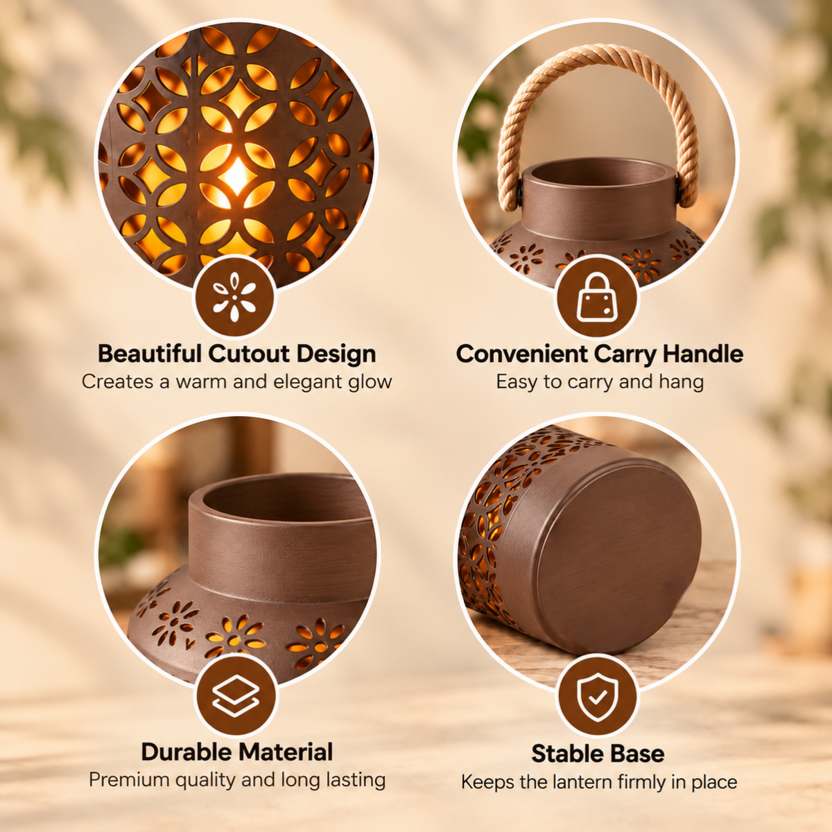 Floral Cutout Lantern Candlelight Decoration