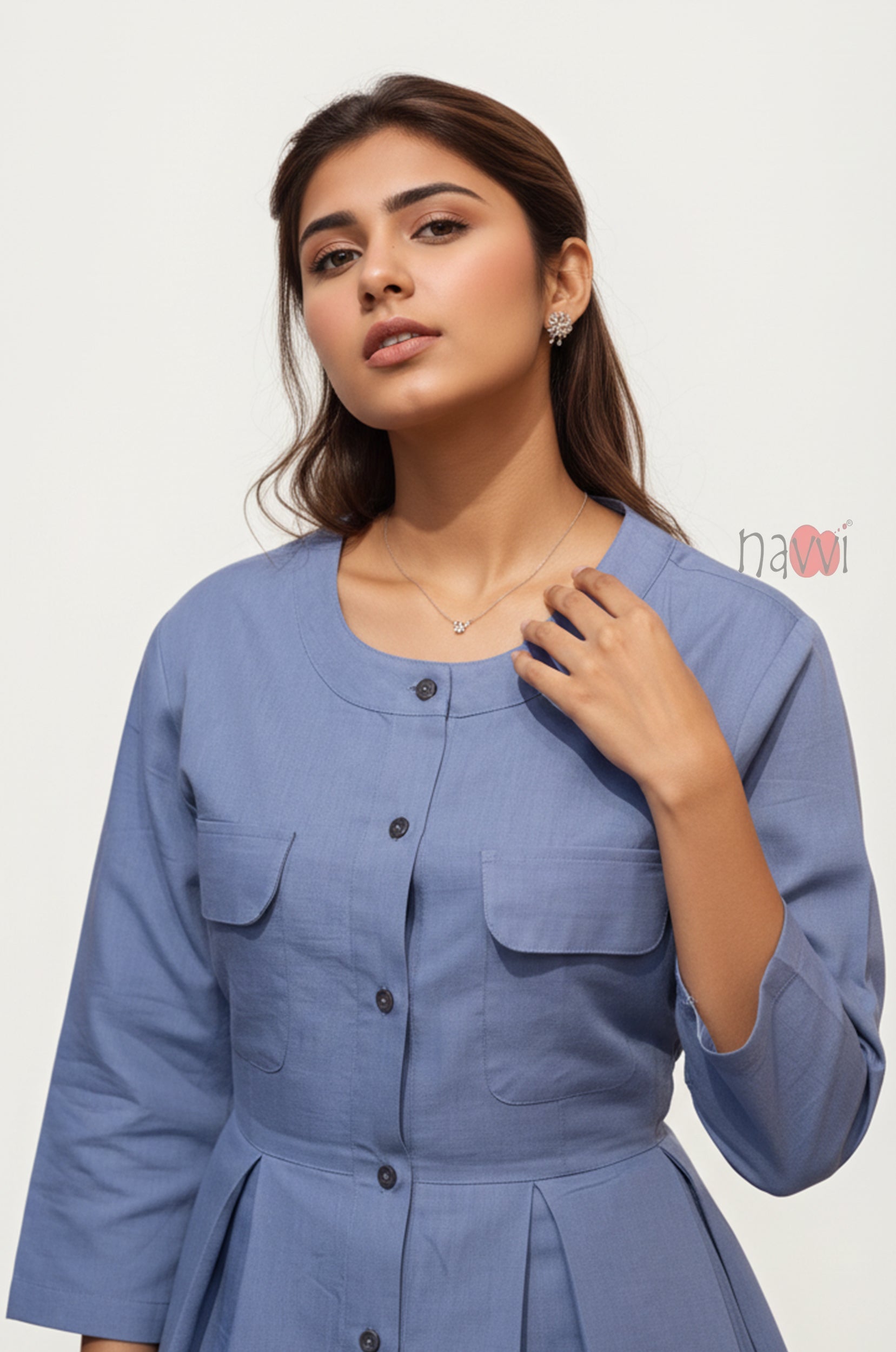 Azure Grace Peplum Shirt
