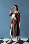 Oversized Geometric Color Block Shirt Dress