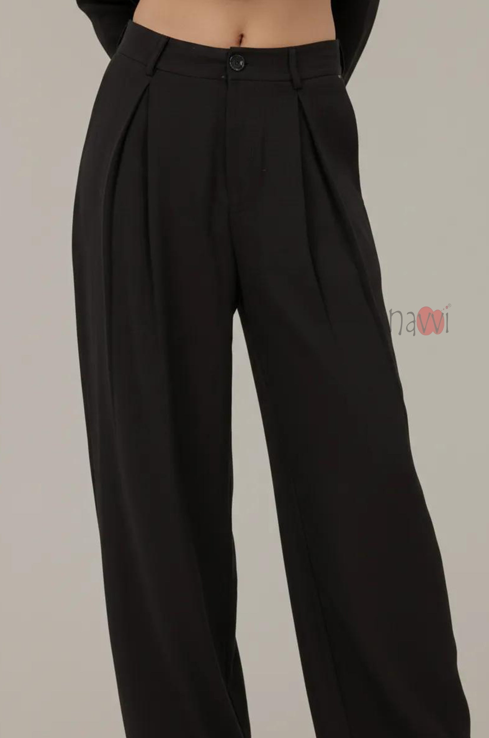 Elegant Pleated Wide Leg Pants - Navvi.in