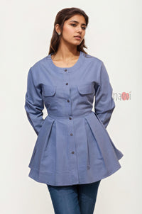 Azure Grace Peplum Shirt