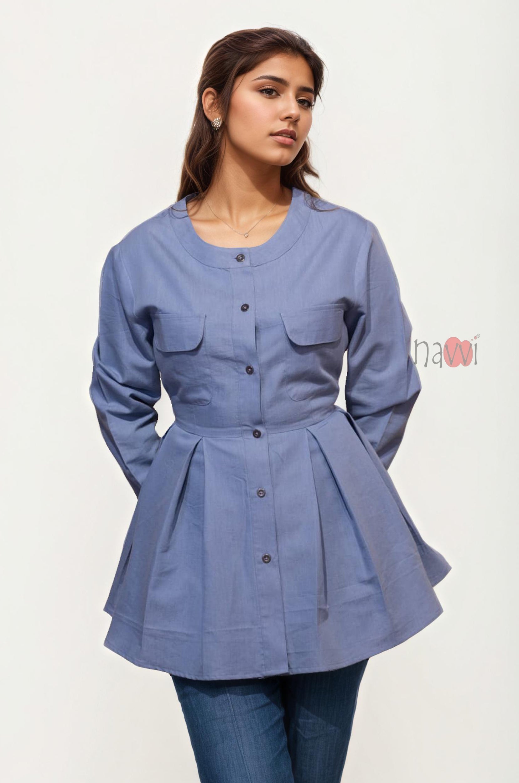 Azure Grace Peplum Shirt