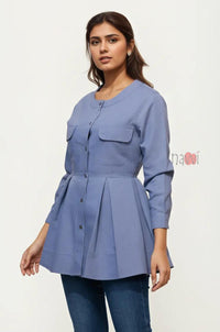 Azure Grace Peplum Shirt