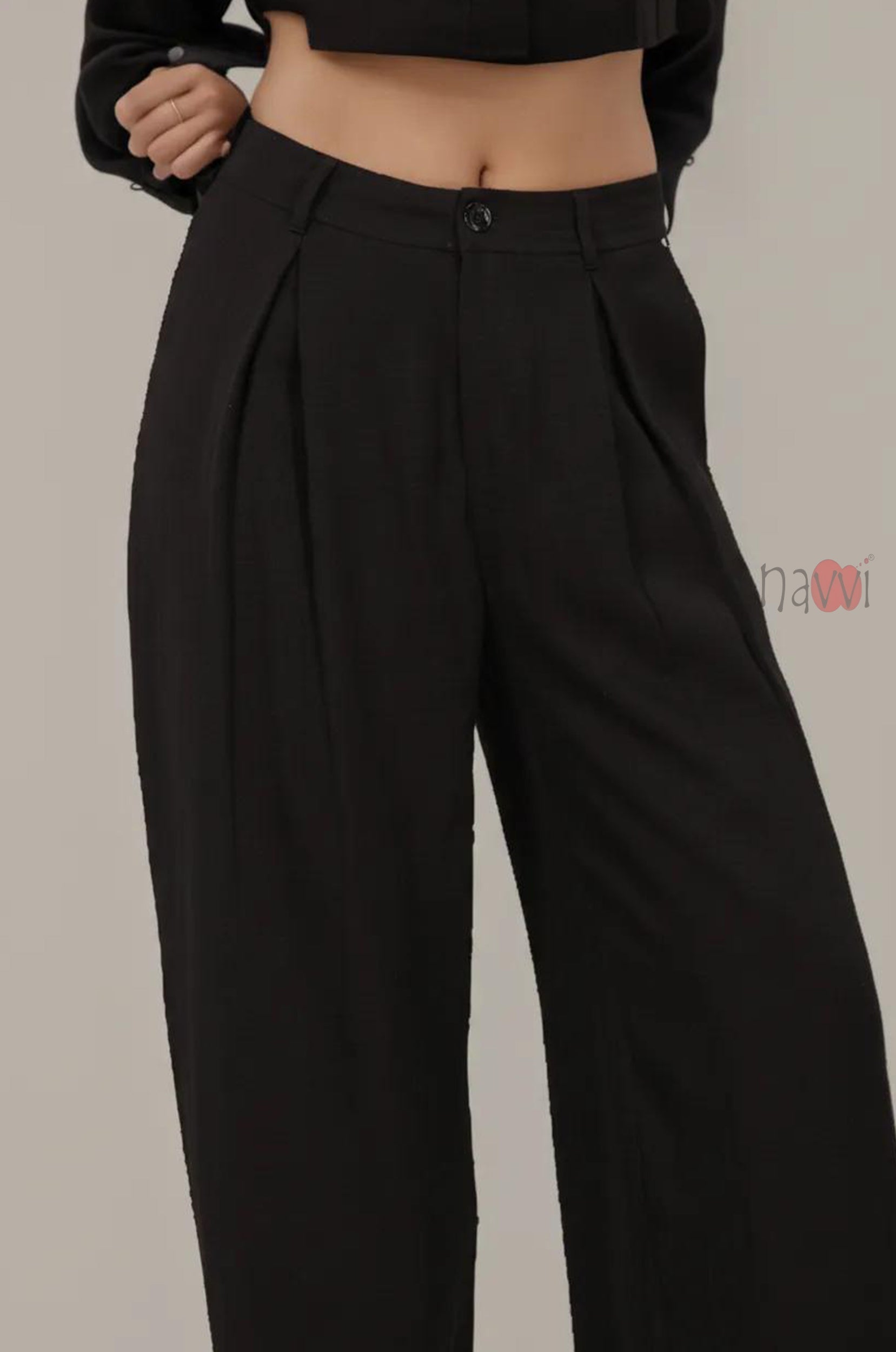 Elegant Pleated Wide Leg Pants - Navvi.in