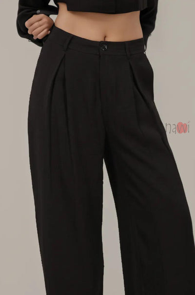 Elegant Pleated Wide Leg Pants - Navvi.in