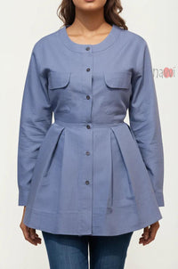 Azure Grace Peplum Shirt