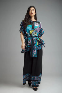 Turquoise Diamond Crepe Co - ord Set - Navvi.in