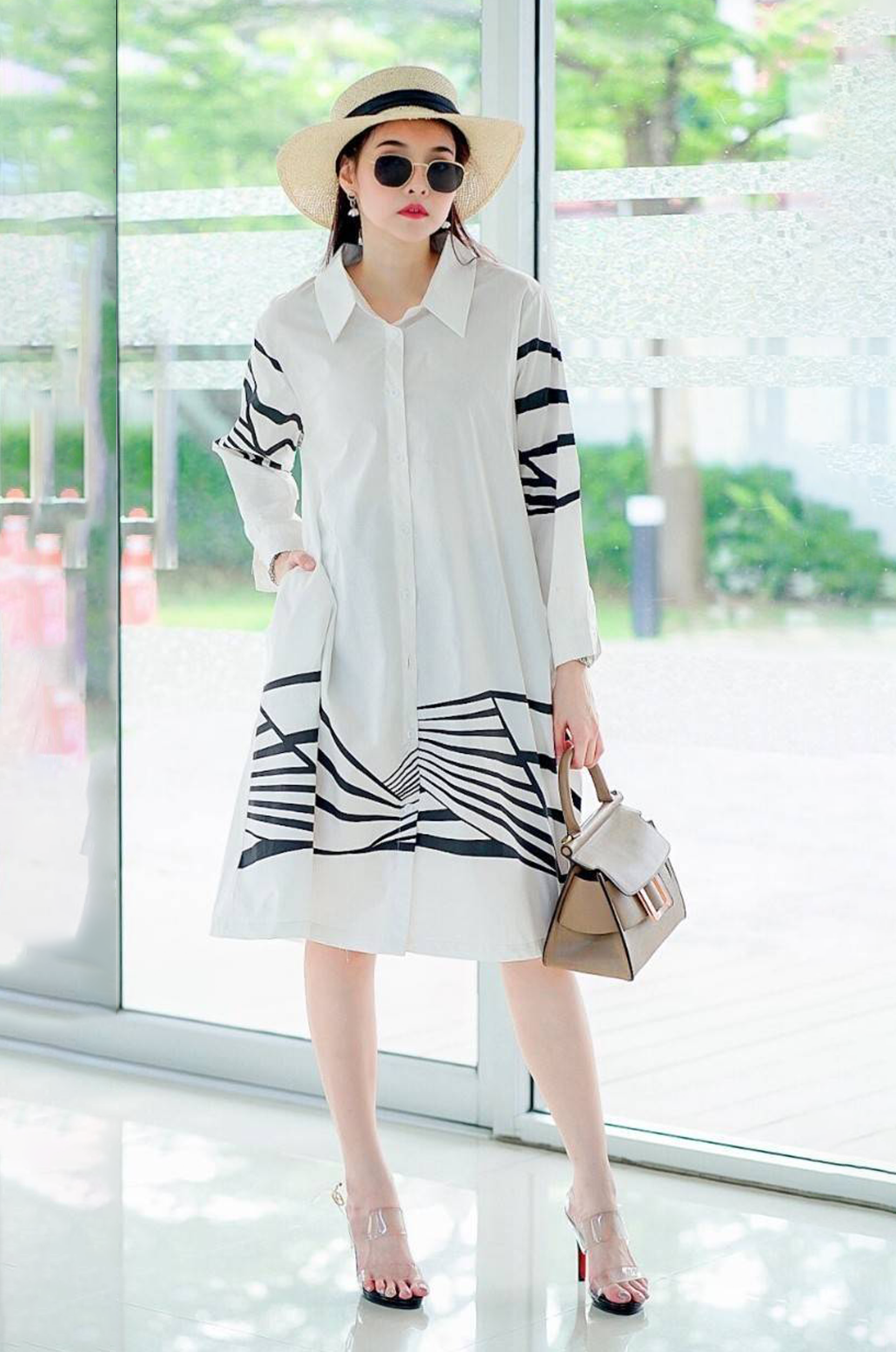 Modern Abstract Pattern Shirt Dress