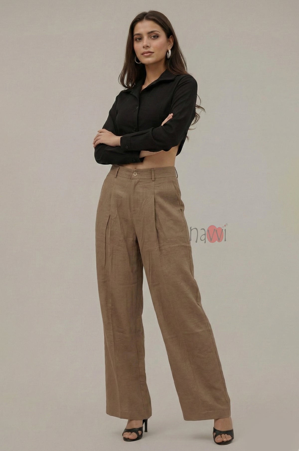 Elegant Pleated Wide Leg Pants - Navvi.in