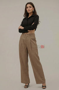 Elegant Pleated Wide Leg Pants - Navvi.in