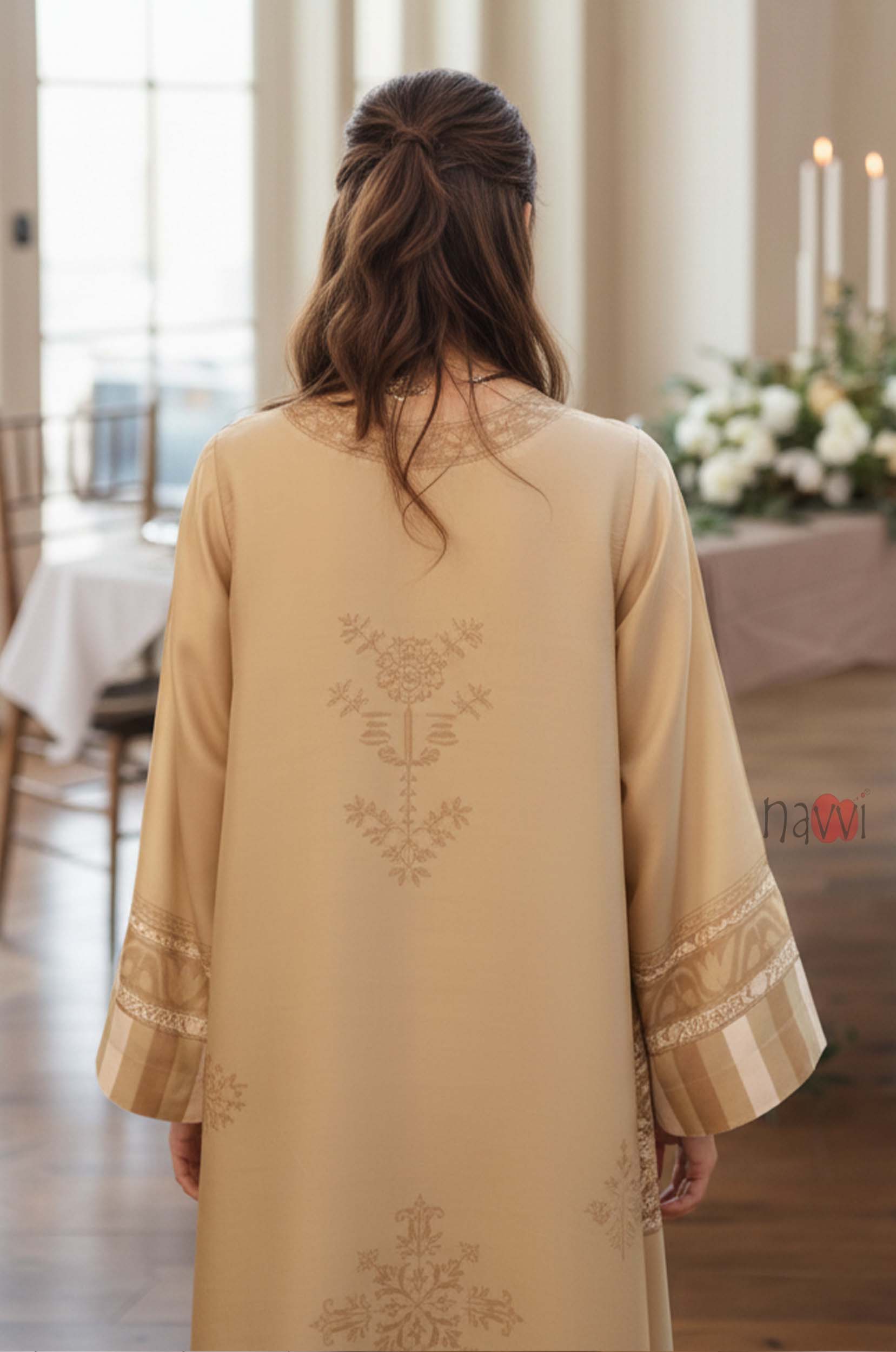 Premium Beige Straight Kurta Dress
