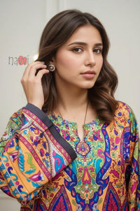 Amber Multicolour Paisley Printed Kaftan Dress