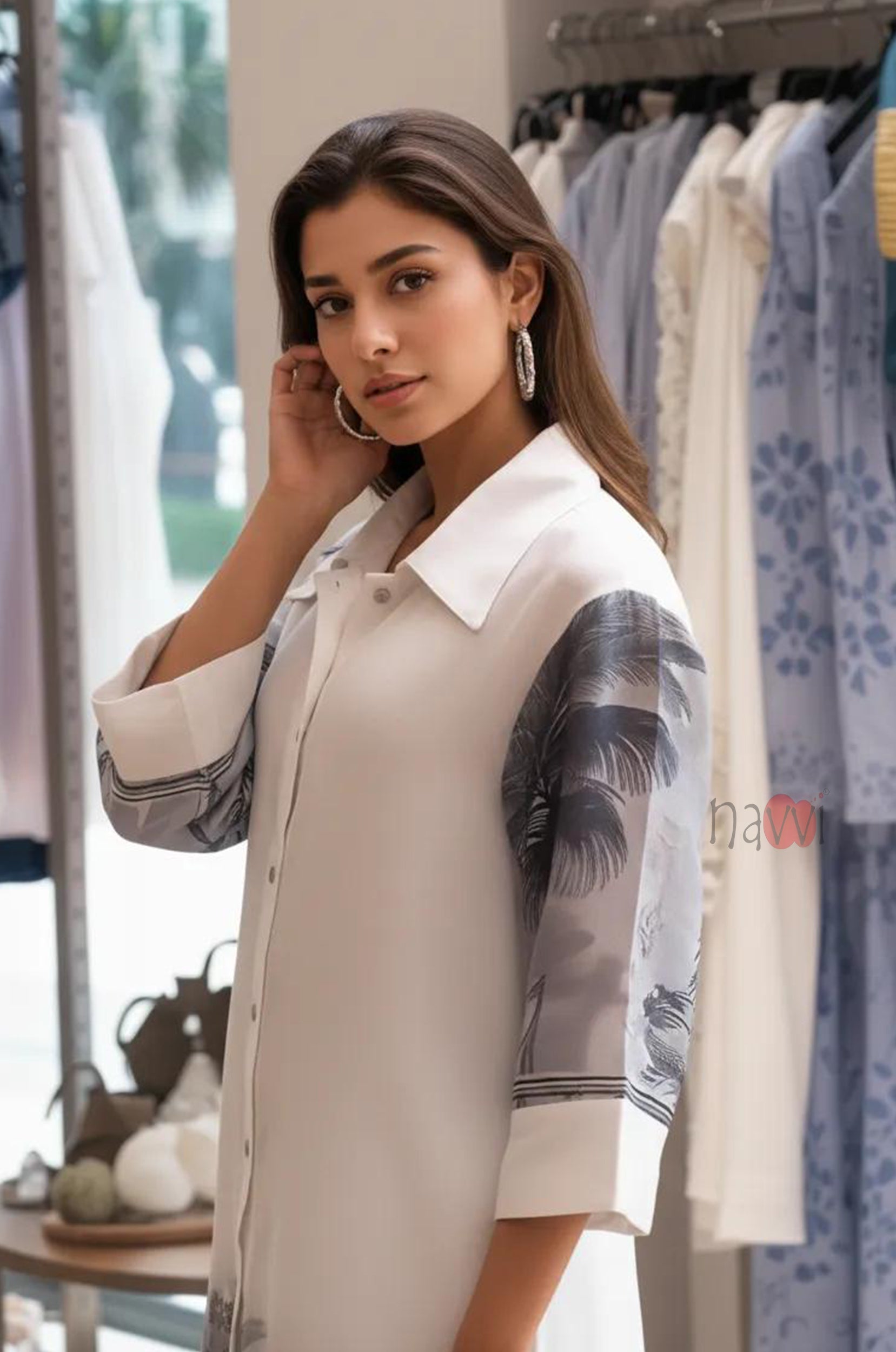 Palm Mist Printed Shirt Dress