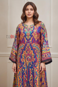 Amber Multicolour Paisley Printed Kaftan Dress
