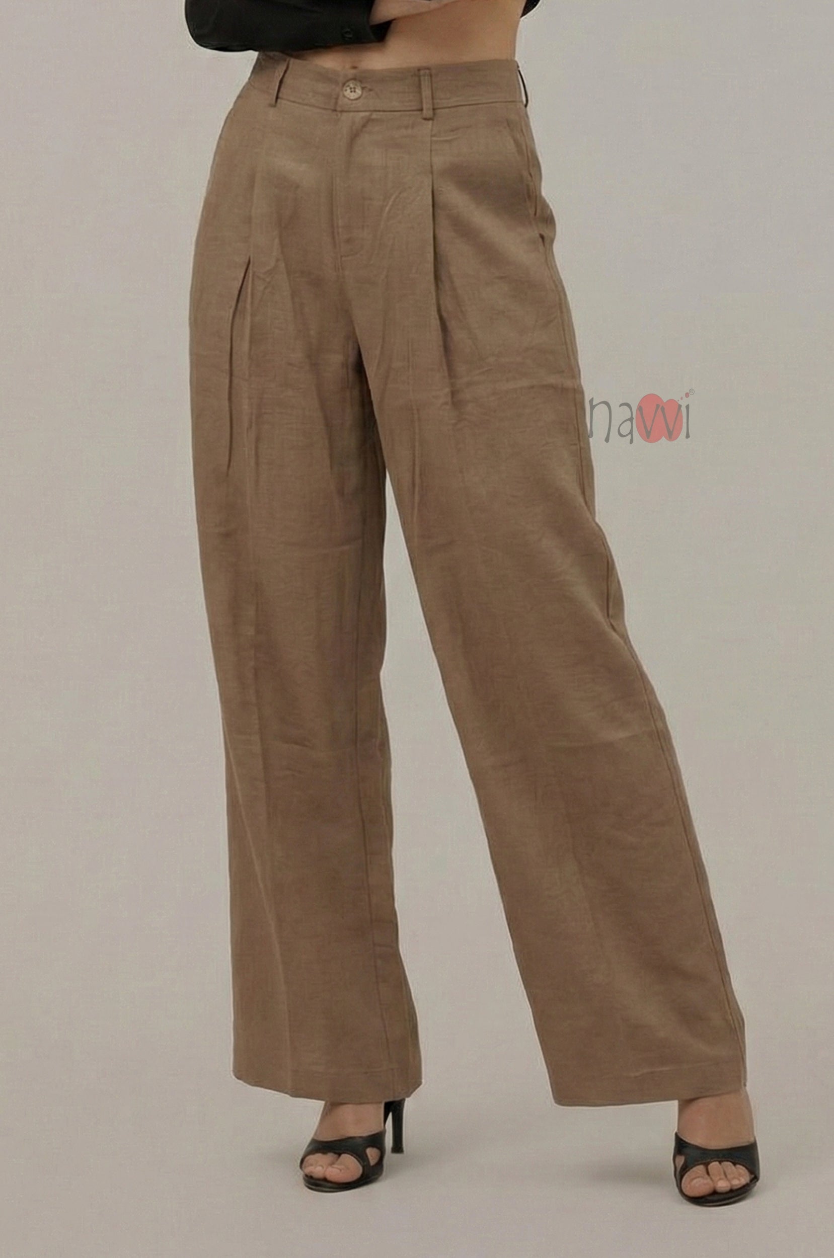 Elegant Pleated Wide Leg Pants - Navvi.in