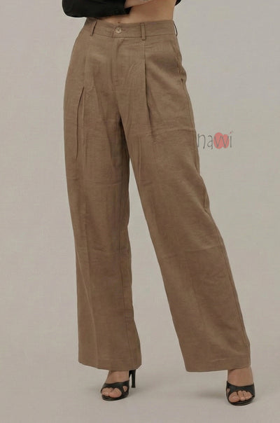 Elegant Pleated Wide Leg Pants - Navvi.in