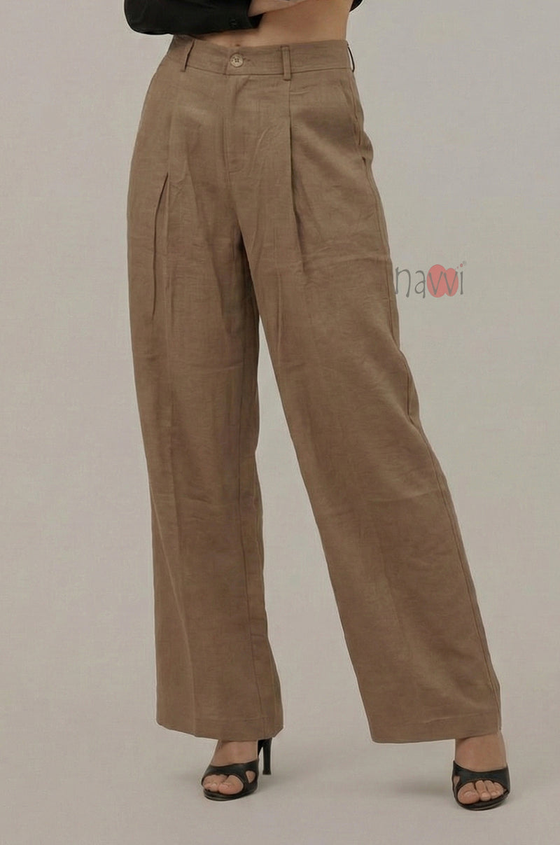 Elegant Pleated Wide Leg Pants - Navvi.in
