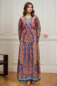 Amber Multicolour Paisley Printed Kaftan Dress