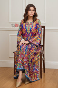 Amber Multicolour Paisley Printed Kaftan Dress