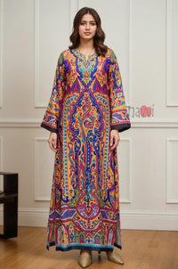 Amber Multicolour Paisley Printed Kaftan Dress