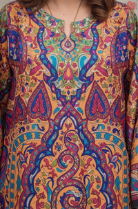 Amber Multicolour Paisley Printed Kaftan Dress
