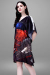 V Neck Abstract Print Kaftan Dress - Navvi.in