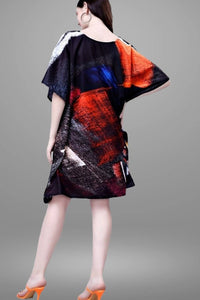 V Neck Abstract Print Kaftan Dress - Navvi.in