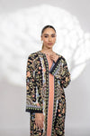 V - Neck Floral Print Long Kaftan Dress - Navvi.in