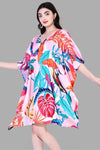 V - Neck Tropical Print Kaftan Dress - Navvi.in