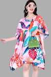 V - Neck Tropical Print Kaftan Dress - Navvi.in