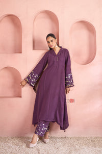 Plum Royale Tassel Sleeve Kurta Set