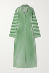 Verical Stripes Shirt Dress - Green - Navvi.in