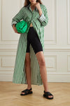 Verical Stripes Shirt Dress - Green - Navvi.in