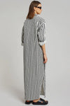 Vertical Stripes Full Sleeves Dress - Black - Navvi.in
