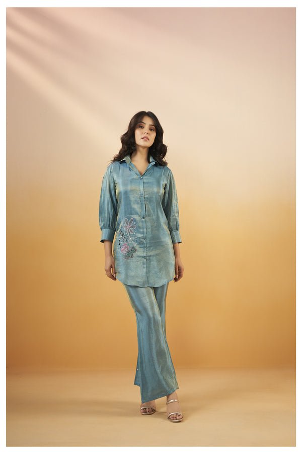 Viscose Silk Embroidered Co - Ord Set - Navvi.in